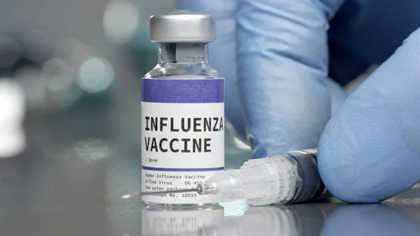 Vaksine Mot Influensa Medisinsk Laboratorium Med Sprøyte royaltyfrie gratis stockfoto