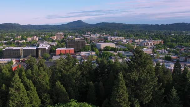 Aerial View Flying Sideways Eugene Oregon Sunny Afternoon — Stock Video