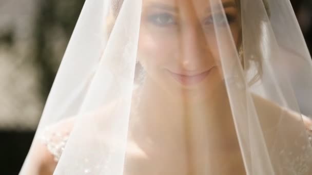 Portrait of a bride in wedding dress.