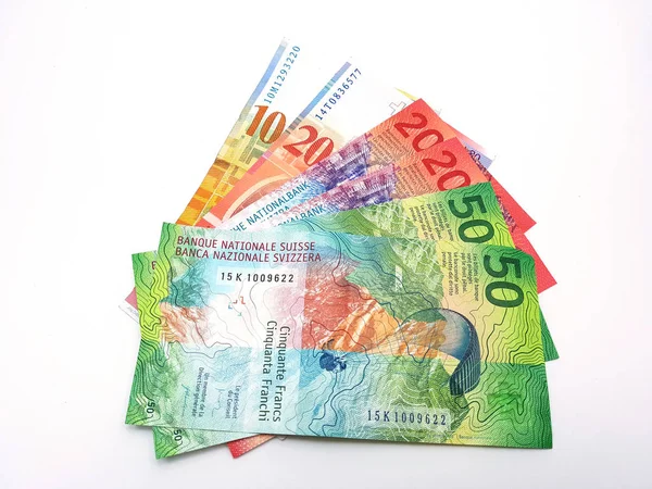 Svájci frank bankjegyek (fan) — Stock Fotó