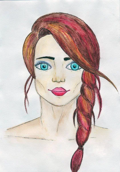 लाल केस असलेल्या मुलीचे पोर्ट्रेट — स्टॉक फोटो, इमेज
