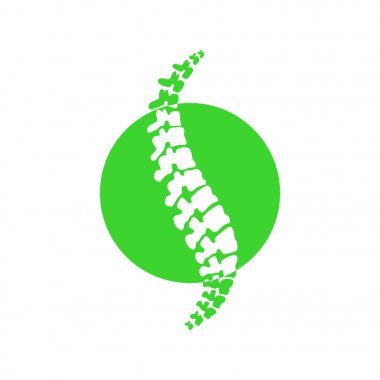 Vektör logo şablonu. İnsan omurga izole siluet çizimi.