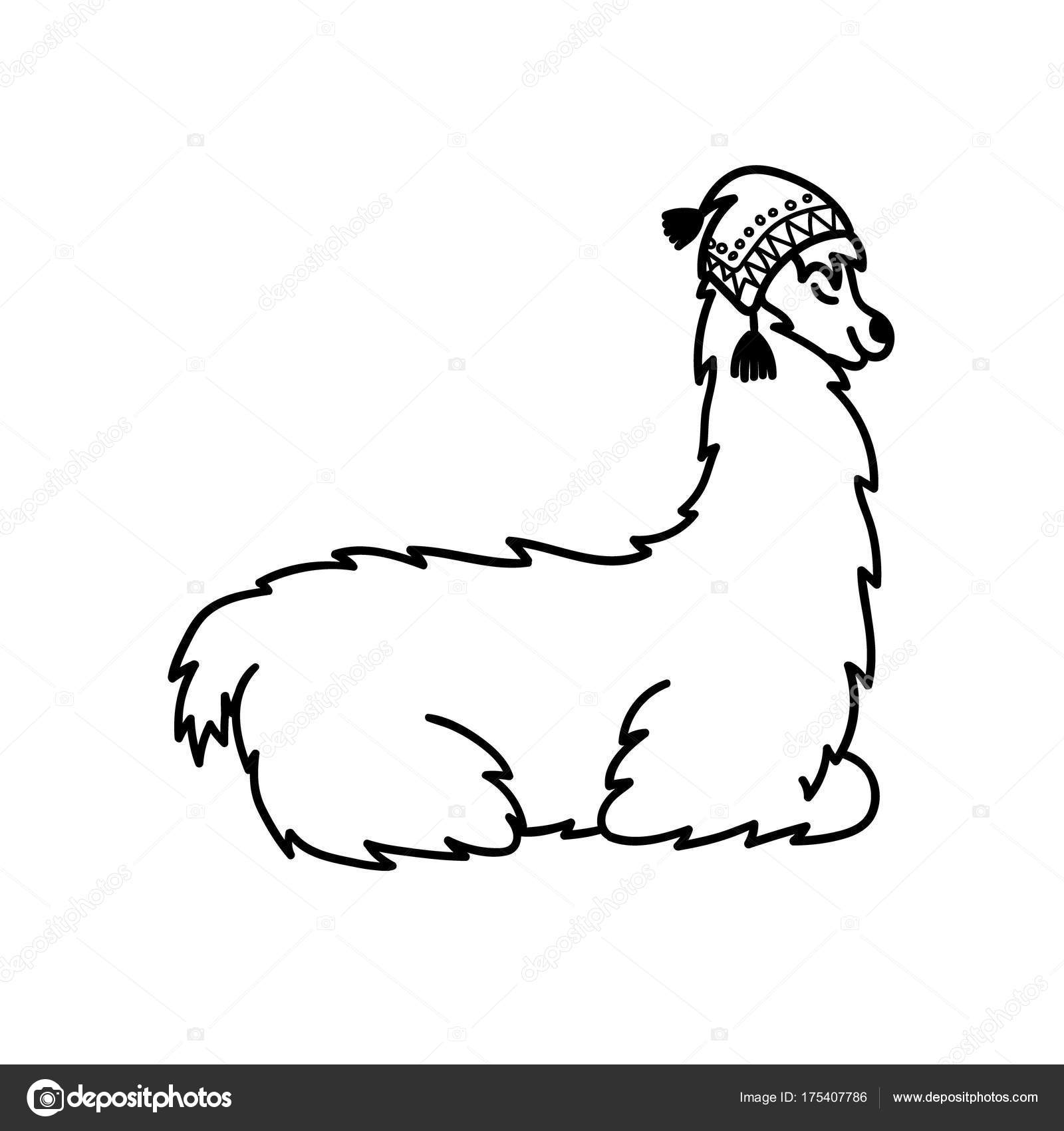 Vector illustration of cute character south America lama in winter hat ...