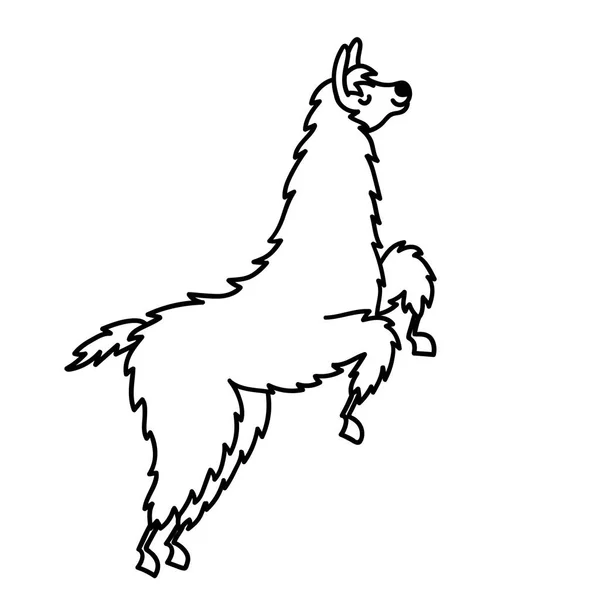 Illustration vectorielle de mignon personnage Amérique du Sud lama avec des décorations. Isolé contour dessin animé bébé lama. Dessiné à la main Pérou animal guanaco, alpaga, vicuna. Dessin pour impression, tissu . — Image vectorielle