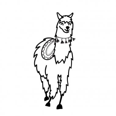 Vektör çizim. Sevimli karakter lama