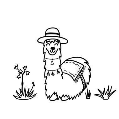 Vektör çizim. Sevimli karakter lama