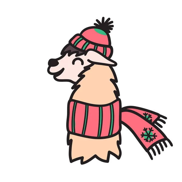 Vector illustration. Cute character lama — Stock Vector