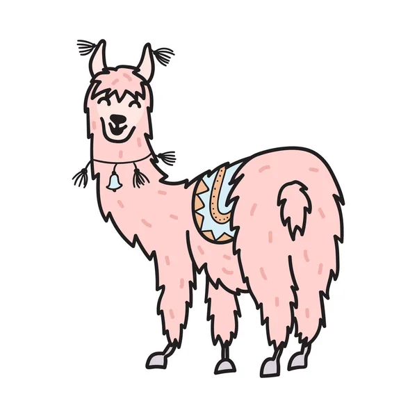 Kézzel rajzolt állat perui, alpaka, vikunya. — Stock Vector