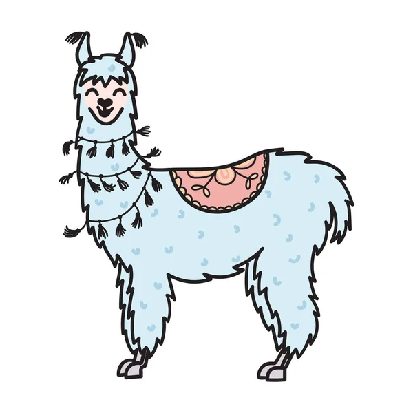 Hand getekend Peru dier, alpaca, Vicuña. — Stockvector