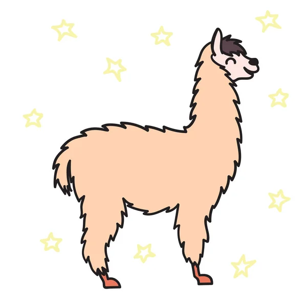 Dibujado a mano Perú animal, alpaca, vicuna . — Archivo Imágenes Vectoriales