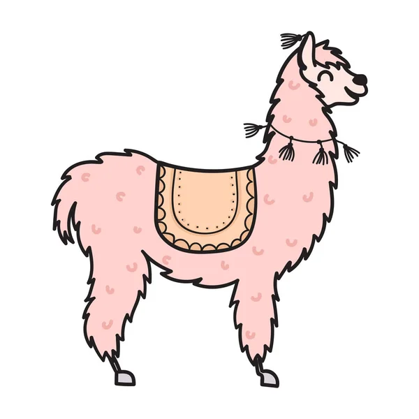 Dibujado a mano Perú animal, alpaca, vicuna . — Vector de stock