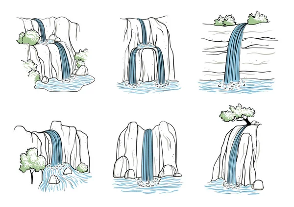 Ilustração vetorial da cachoeira . —  Vetores de Stock