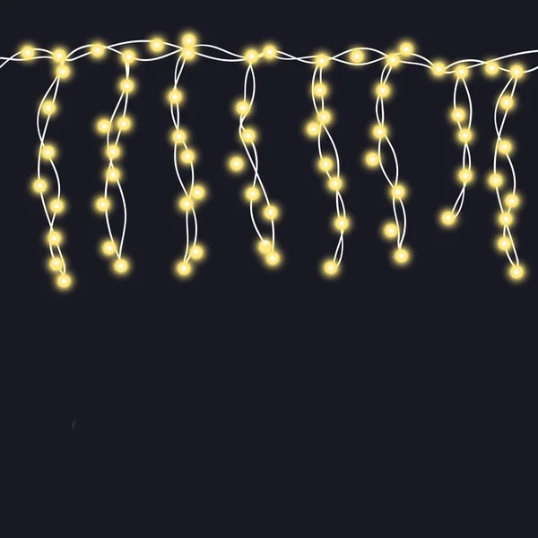 Kerstboom lichte tekenreeks garland frame — Stockvector