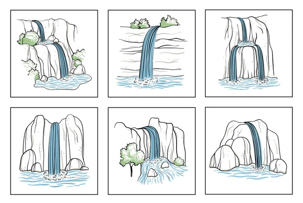 Vektorillustration des Wasserfalls. — Stockvektor