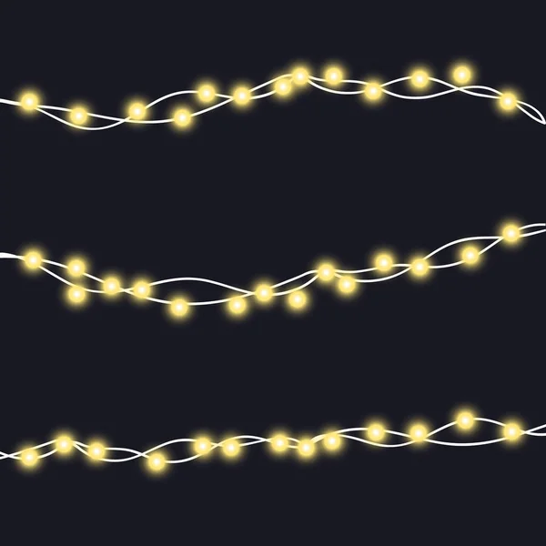 Vánoční stromeček světelného řetězu věnec rámec — Stockový vektor