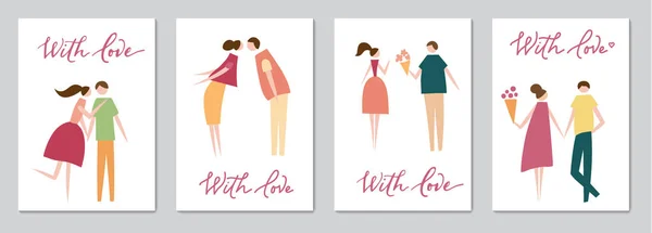 Set of cards with couple in love — Stock Vector