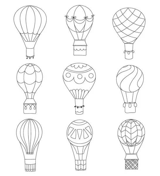 Set van vector overzicht hete lucht ballonnen — Stockvector