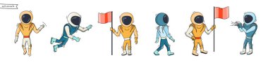  Astronot vektör çizim seti
