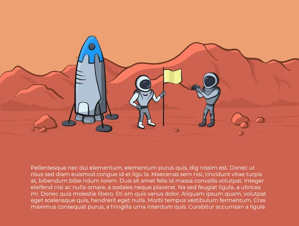 Vektorové ilustrace z vesmírné lodi a astronaut — Stockový vektor