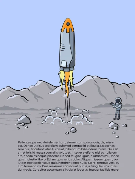 Vektorové ilustrace z prostoru startu rakety — Stockový vektor