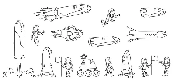 Serie di illustrazioni vettoriali di oggetti spaziali — Vettoriale Stock