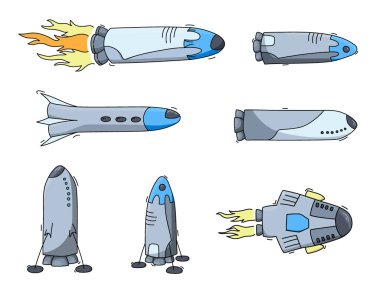 Uzay gemisi vektör çizimleri set - roket