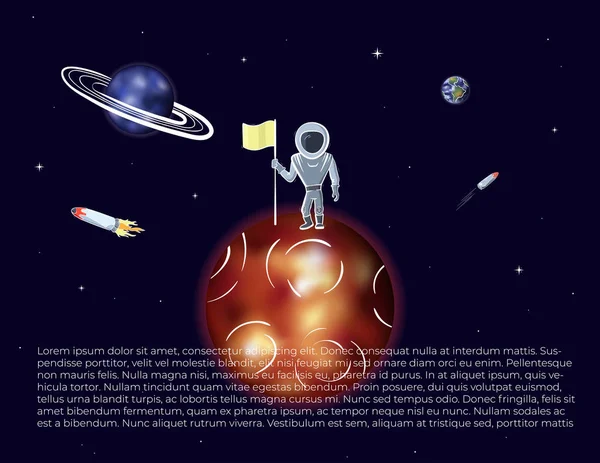 Illustrazione vettoriale dell'astronauta con bandiera — Vettoriale Stock