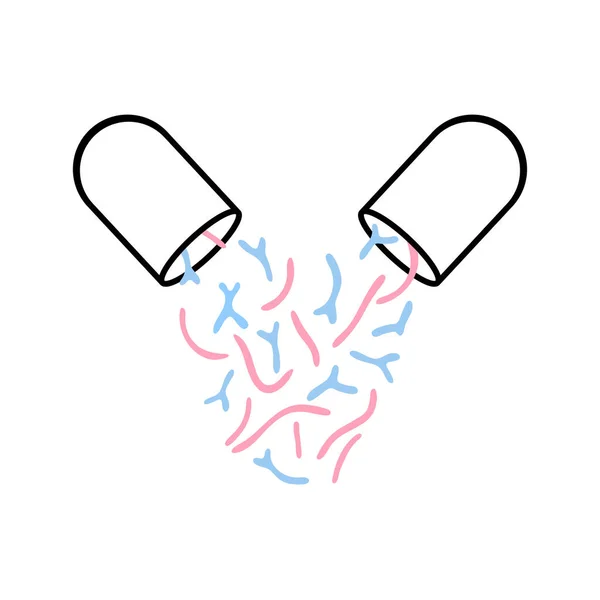 Ilustración aislada vectorial de la píldora probiótica — Archivo Imágenes Vectoriales