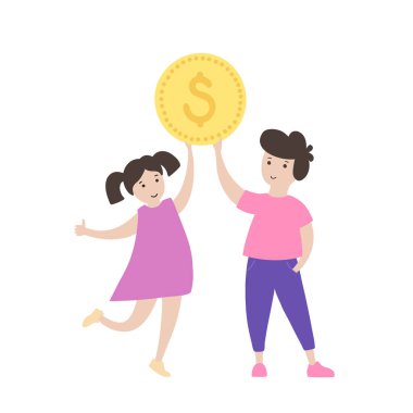 Vektör çocuk finansmanı izole illüstrasyon 