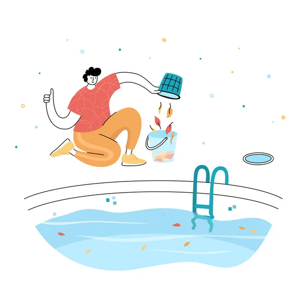 Entretien de la piscine — Image vectorielle