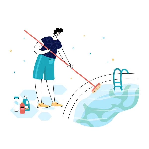 Swimming pool maintenance — Stock Vector