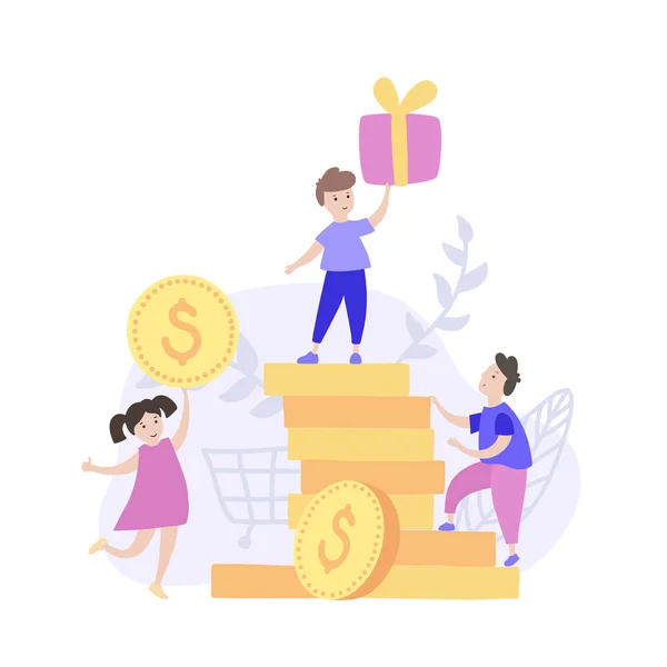 Vector child finance isolated illustration — Stock Vector