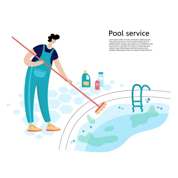 Swimming pool maintenance — Stock Vector