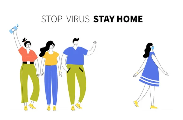 保护人们不感染结肠炎病毒 — 图库矢量图片
