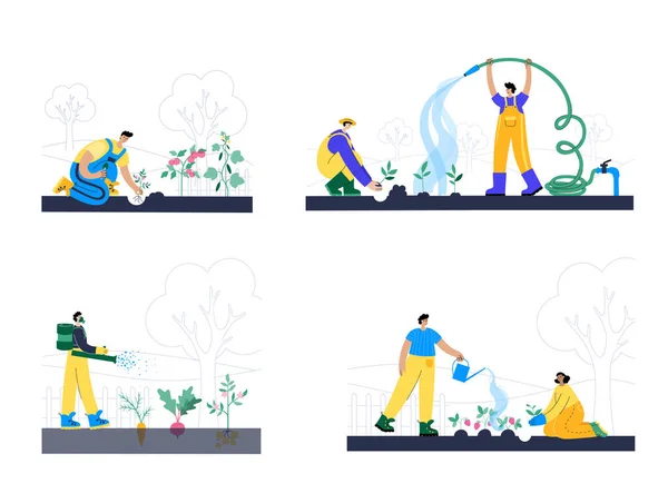 Concept de travail de jardin — Image vectorielle