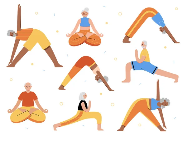 Yoga flat vector illustration. Healthy lifestyle — Stock Vector