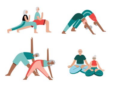 Yoga düz vektör çizimi. Sağlıklı yaşam tarzı