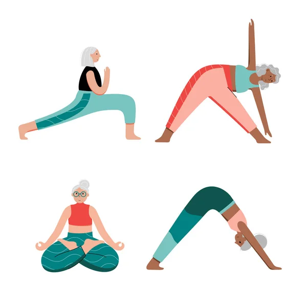 Ilustración de vectores planos de yoga. Estilo de vida saludable — Vector de stock