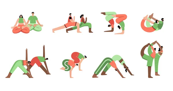 Yoga-Flachvektorillustration. Gesunder Lebensstil — Stockvektor