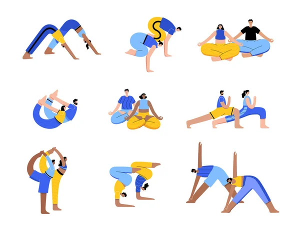 Yoga-Flachvektorillustration. Gesunder Lebensstil — Stockvektor