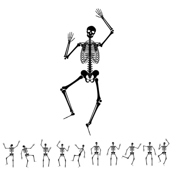 Esqueletos de dança feliz no Halloween — Vetor de Stock
