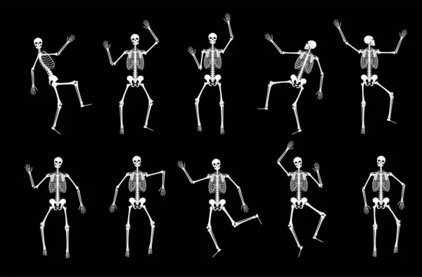 Szczęśliwy taniec szkielety na Halloween — Wektor stockowy