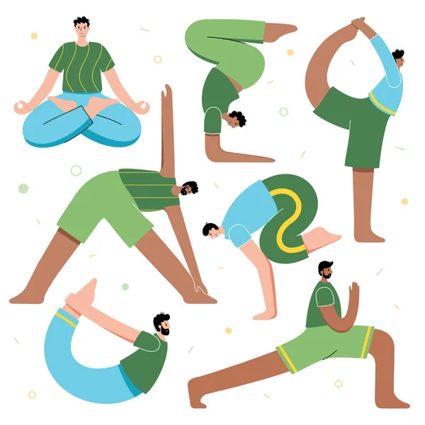 Ilustración de vectores planos de yoga. Estilo de vida saludable — Vector de stock