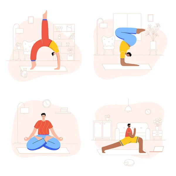 Yoga-Flachvektorillustration. Gesunder Lebensstil — Stockvektor