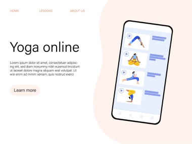 Yoga düz vektör çizimi. Sağlıklı yaşam tarzı