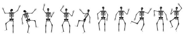 Joyeux squelettes de danse sur Halloween — Image vectorielle