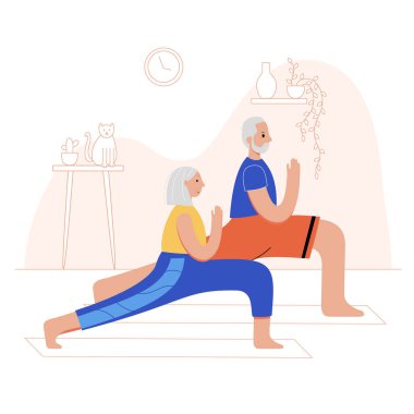 Yoga düz vektör çizimi. Sağlıklı yaşam tarzı