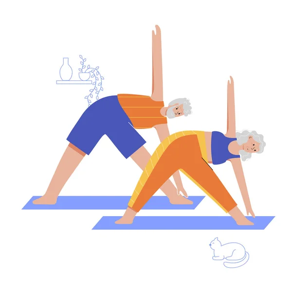 Yoga-Flachvektorillustration. Gesunder Lebensstil — Stockvektor