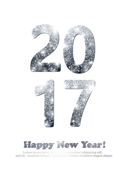 Срібні блиск пилу 2017 новий рік в стилі модерн. — стоковий вектор