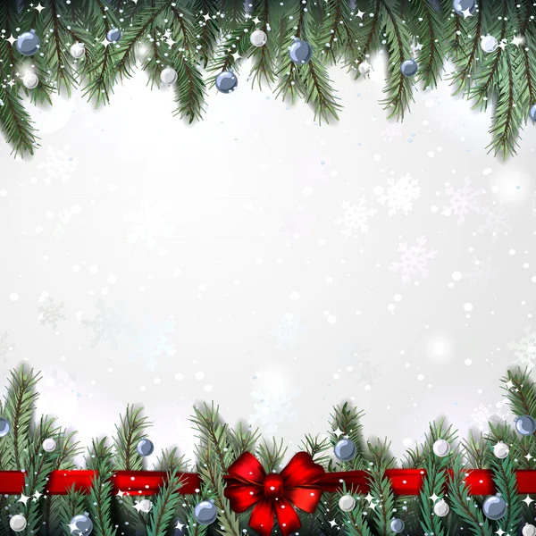 Çerçeve şenlikli Noel ağacı ve oyuncaklar. vektör. Tatil kırmızı yay kompozisyon için neşeli ruh ekler. 